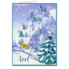 Noel Winter Goat Christmas Card 