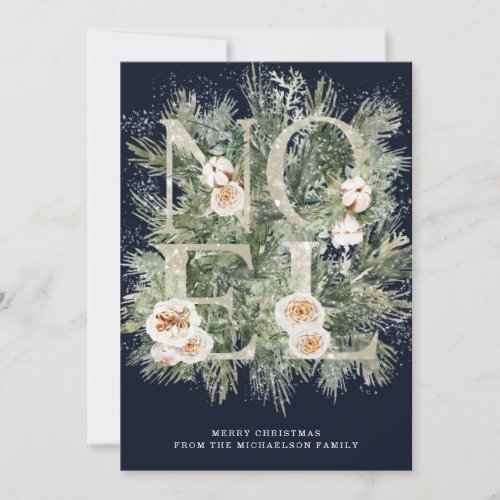 Noel Winter Pine Botanical Snow Christmas Card