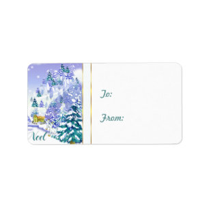 Noel Winter Scene Christmas Goat Gift Tag