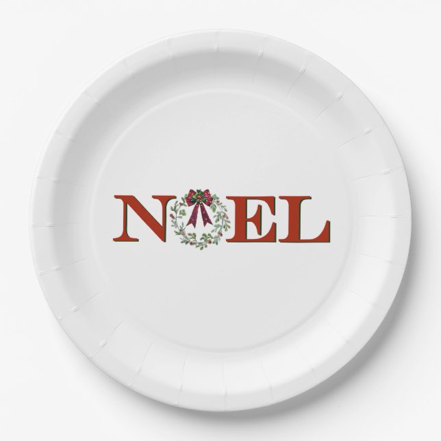 Noel With Wreath Paper Plates (Front)