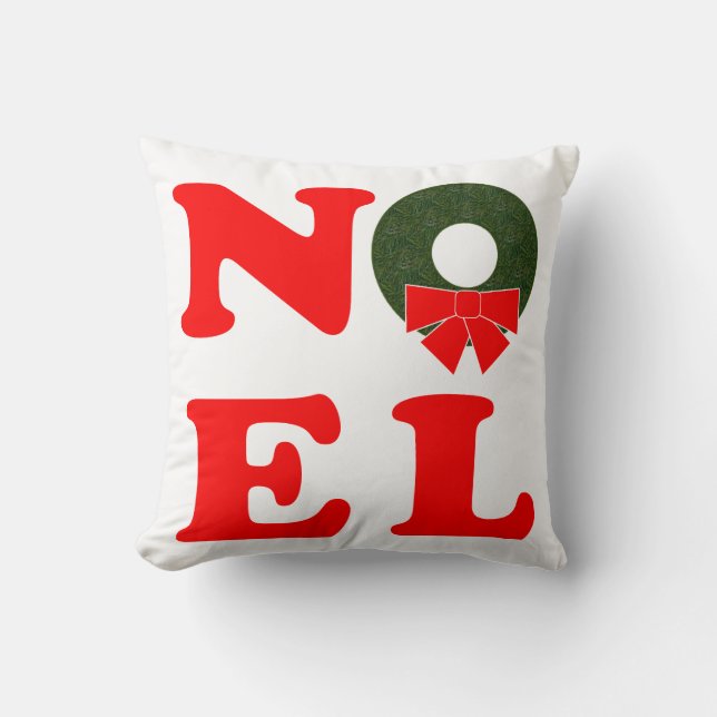 NOEL Wreath Christmas  Throw Pillow (Front)