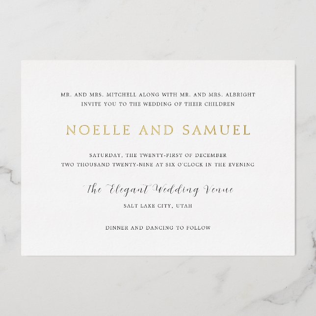 Noelle Elegant Wedding Foil Invitation (Front)