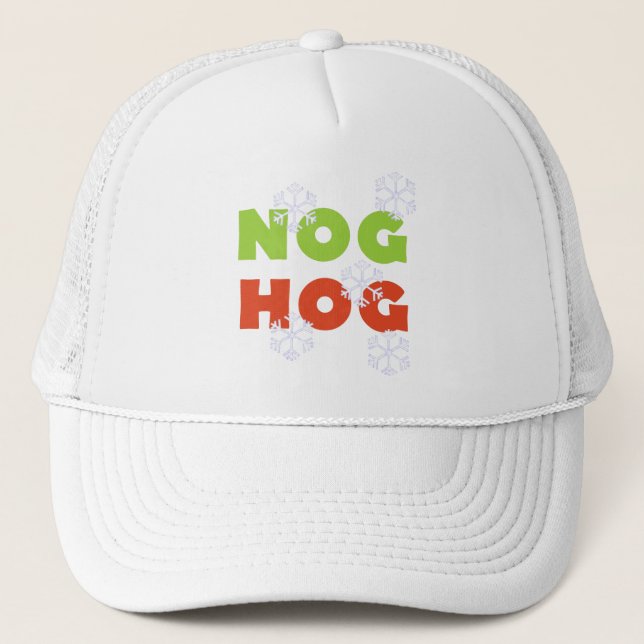 Nog Hog Holiday Tshirts and Gifts Trucker Hat (Front)