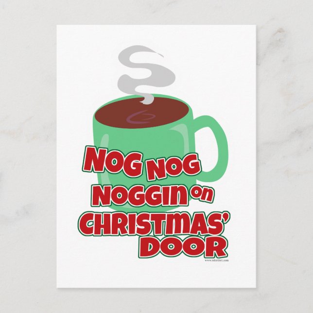 Nogging On Christmas Door Holiday Postcard (Front)