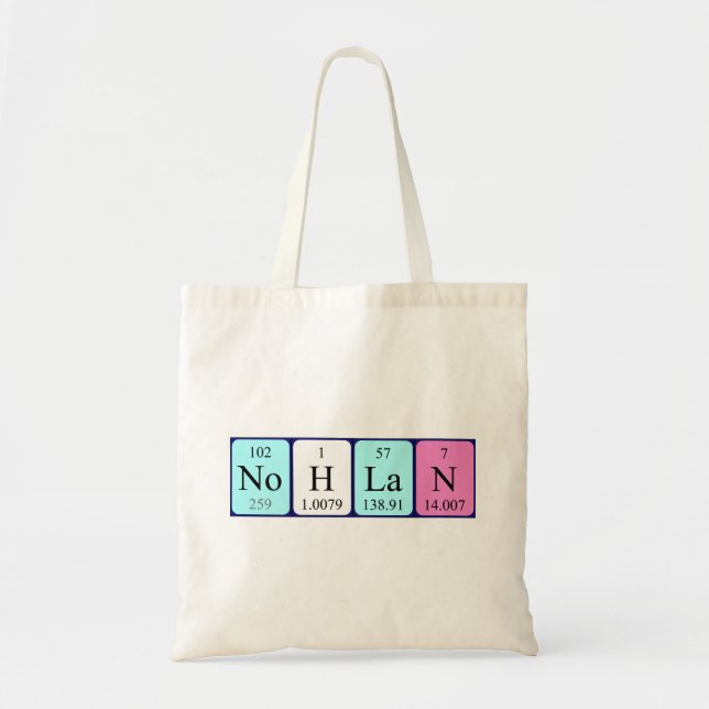 Nohlan periodic table name tote bag (Front)