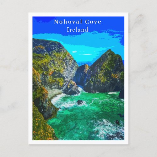 Nohoval Cove Cork Ireland Retro Style Postcard