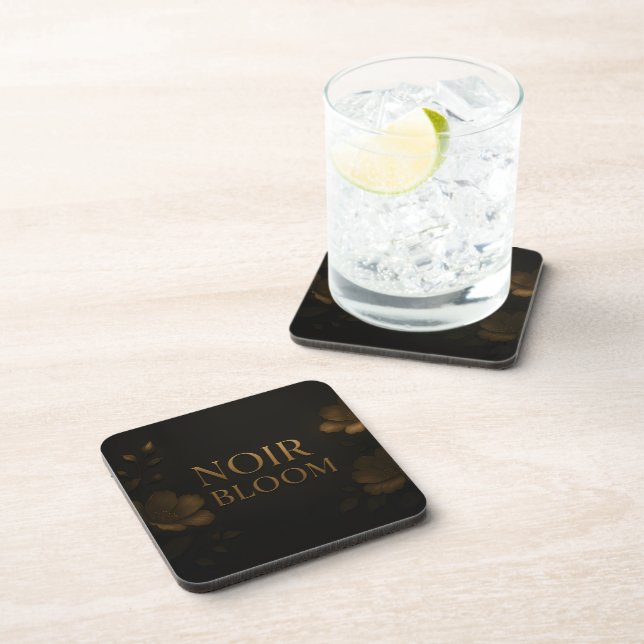 Noir Bloom Affirmation Watch | Elegant Black Mindf Beverage Coaster (Right Side)
