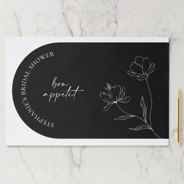 Noir Bridal Shower Placemat Table Floral Paper Pad (Insitu)