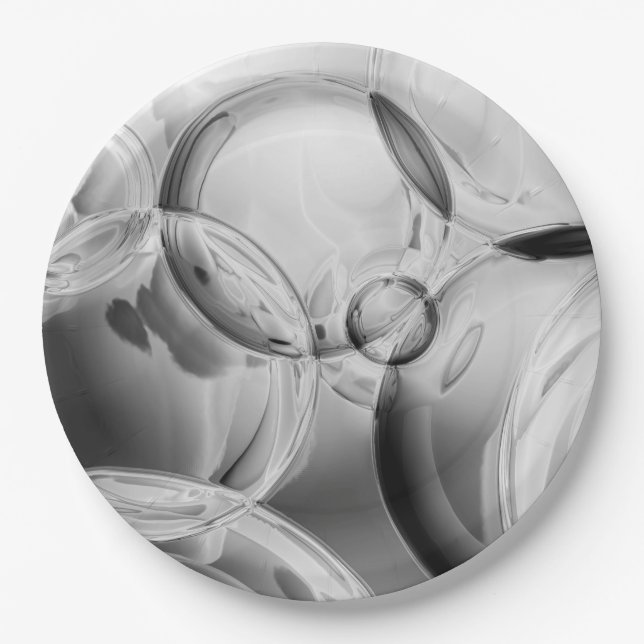 Noir Bubbles Paper Plates (Front)