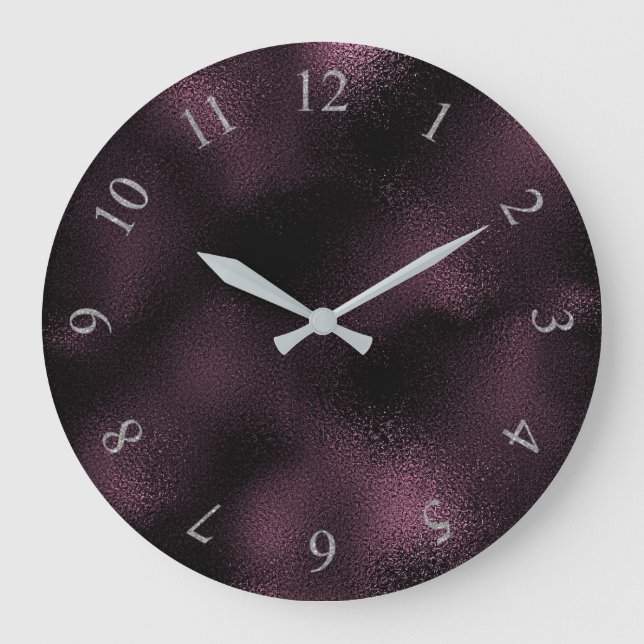 Noir Burgundy Maroon Gray Roman Numbers Large Clock (Front)