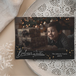 Noir chic Believe in the magic of christmas Holiday Card