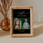 NOIR Childhood Photos Table Number Card 5x7<br><div class="desc">The NOIR Collection features a classic black color and a stunning modern calligraphy script font, creating a look that is both elegant and sophisticated. This collection is perfect for couples who want to create a timeless and classic feel for their special event. The bold black color scheme creates a striking...</div>