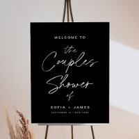 NOIR Couples Shower Welcome Sign 18x24 Foam Board