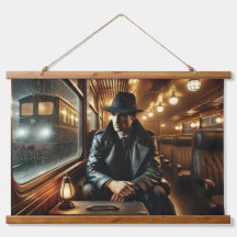 Noir Detective on a Rainy Train Journey