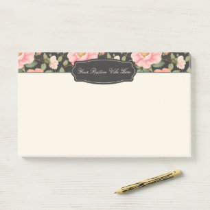 Noir Floral Elegance Vintage Pastel Pink Roses Post-it Notes