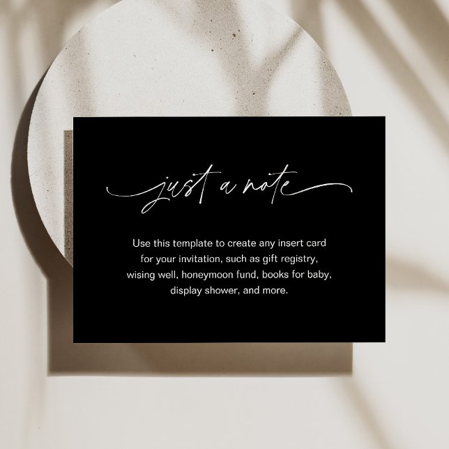 NOIR Minimalist Just a Note 3.5" x 5" Enclosure Card (Creator Uploaded)