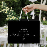 NOIR Minimalist Matron of Honor Gift Bag<br><div class="desc">The NOIR Collection features a classic black color and a stunning modern calligraphy script font, creating a look that is both elegant and sophisticated. This collection is perfect for couples who want to create a timeless and classic feel for their special event. The bold black color scheme creates a striking...</div>