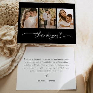 NOIR Minimalist Photo Wedding Thank You Card