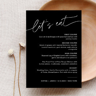 NOIR Modern Black Wedding Dinner Menu 5x7 Invitation