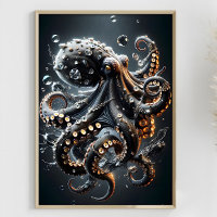 Noir Octopus Fantasy Dark Squid Surreal Tentacles