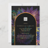 Noir Peacock Jewel Tones Floral Wedding Invitation (Back)