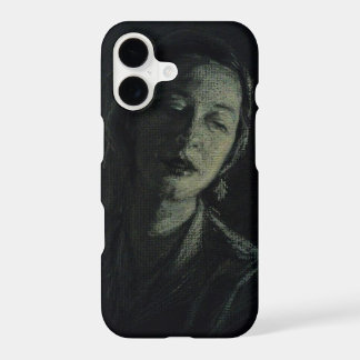 Noir White Charcoal Woman on Black iPhone Case