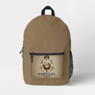Noire Élité Beige Crowned Rose Backpack – Minimal