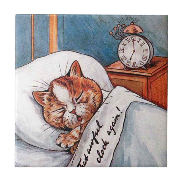 Noisy Alarm Clock, Louis Wain Ceramic Tile (Front)
