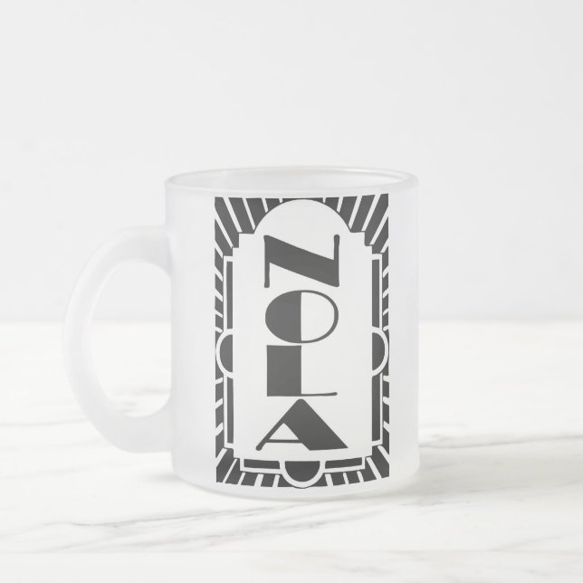 NOLA Art Decco Design, Frosted Glass Coffee Mug (Left)