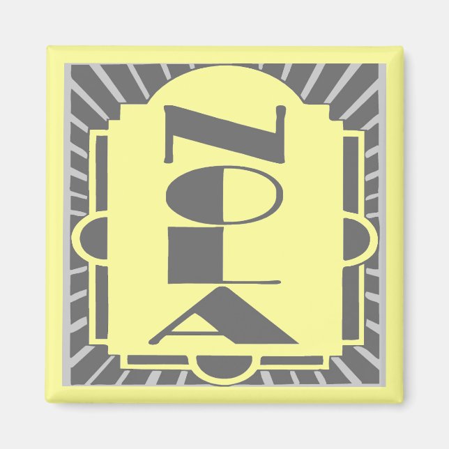 NOLA Art Deco Square In Gray Magnet (Front)