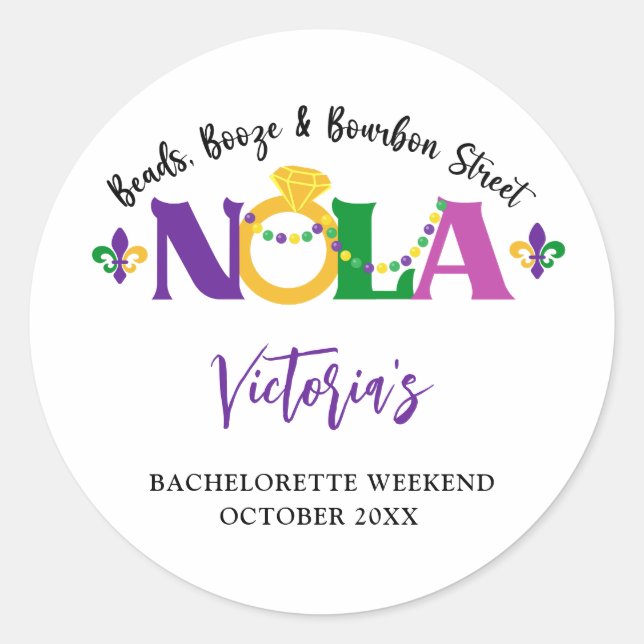 NOLA BACHELORETTE WEEKEND  CLASSIC ROUND STICKER (Front)