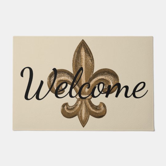 Nola Gold Fleur De Lis Welcome Doormat Zazzle Com