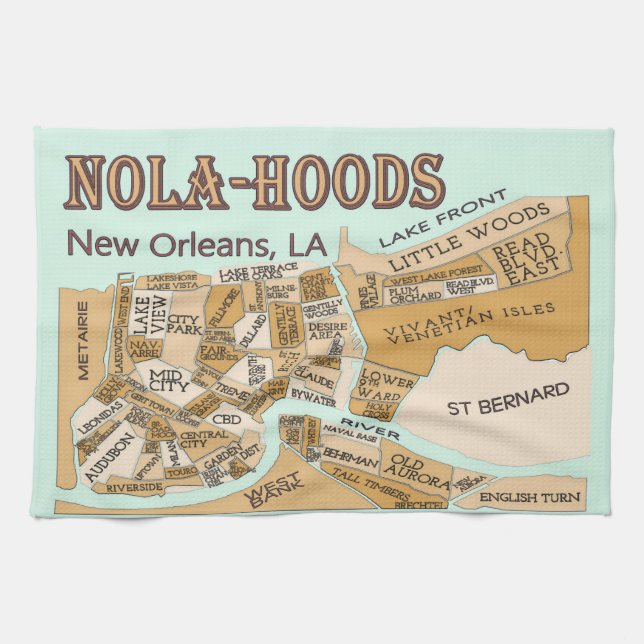 Nola-Hoods Map Kitchen Towel (Horizontal)