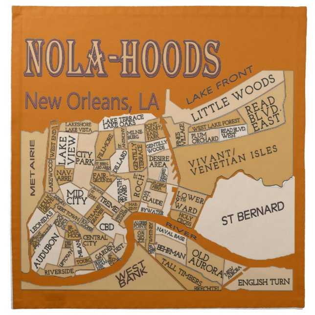 Nola-Hoods Map Napkin (Front)