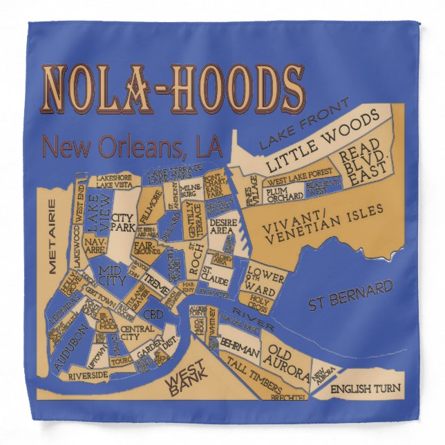 NOLA Hoods, New Orleans Designs, Bandana (Front)