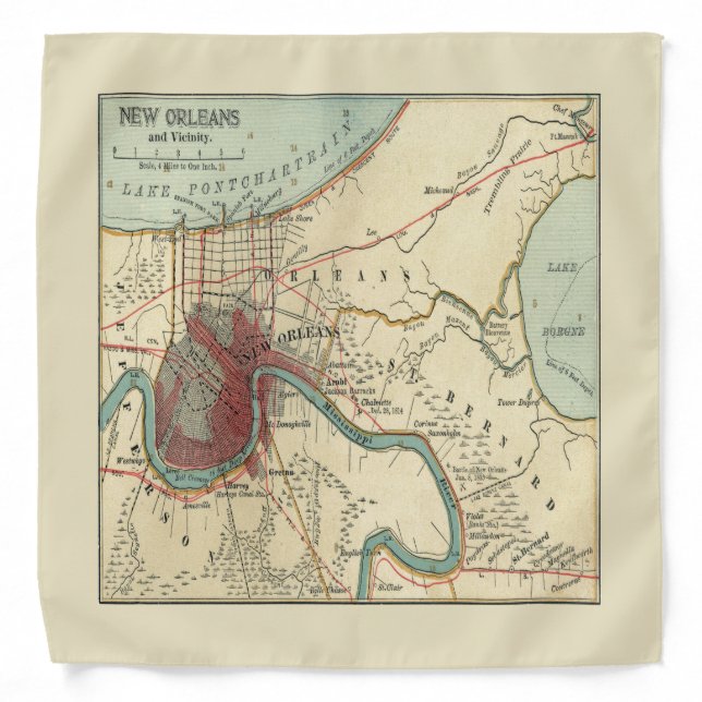 NOLA Maps, New Orleans Designs, Bandana (Front)