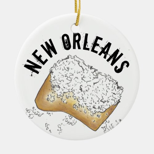 NOLA New Orleans Beignet Pastry Louisiana Ceramic Ornament