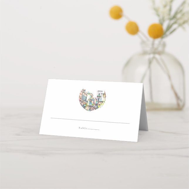 NOLA New Orleans Bourbon Street Guest Name Place Card (Front)