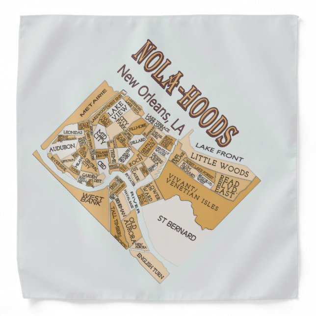NOLA, New Orleans,  can fold for mask, Bandana (Front)