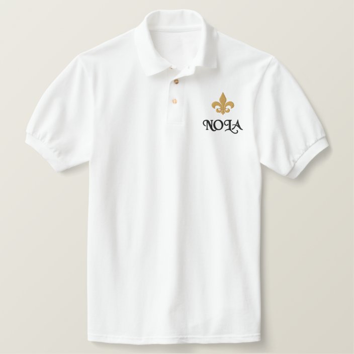 Nola New Orleans Fleur De Lis Embroidered Polo Shirt Zazzle Com