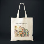 NOLA New Orleans French Quarter Bachelorette Tote Bag<br><div class="desc">This New Orleans bachelorette tote bag features cute and colorful watercolor buildings with an elegant script font. This tote is the perfect gift for your bachelorette weekend!</div>