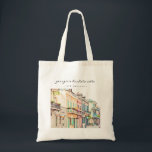 NOLA New Orleans French Quarter Bachelorette Tote Bag<br><div class="desc">This New Orleans bachelorette tote bag features cute and colorful watercolor buildings with an elegant script font. This tote is the perfect gift for your bachelorette weekend!</div>