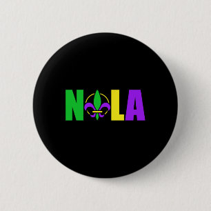 Nola New Orleans Louisiana 504 Fleur-de-lis Mardi Button