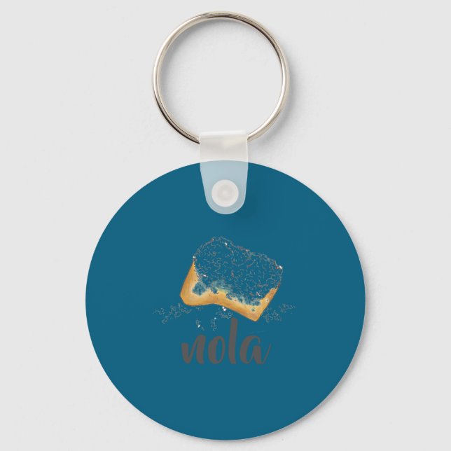Nola New Orleans Louisiana Beignet Pastry Beignets Keychain (Front)