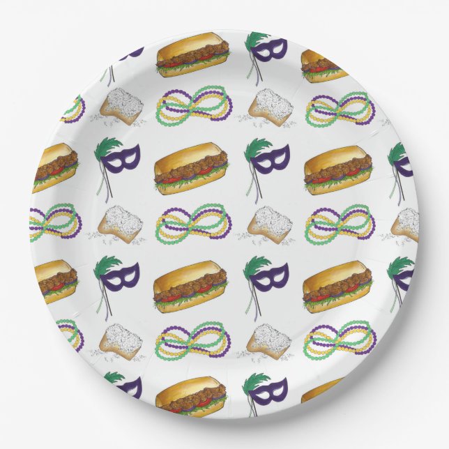 NOLA New Orleans Louisiana Mardi Gras Party Paper Plates (Front)