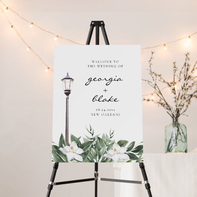 NOLA New Orleans Magnolia Wedding Welcome Sign (In Situ (Stand))