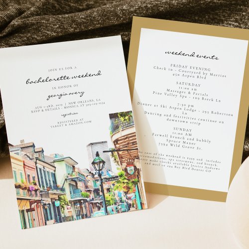 NOLA  New Orleans Mardi Bachelorette Itinerary Invitation