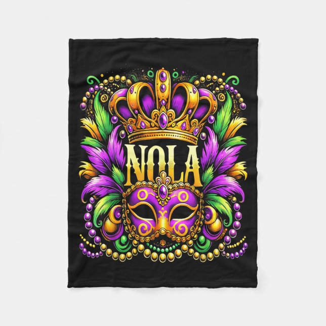 Nola New Orleans Mardi Gras 2025  Fleece Blanket (Front)