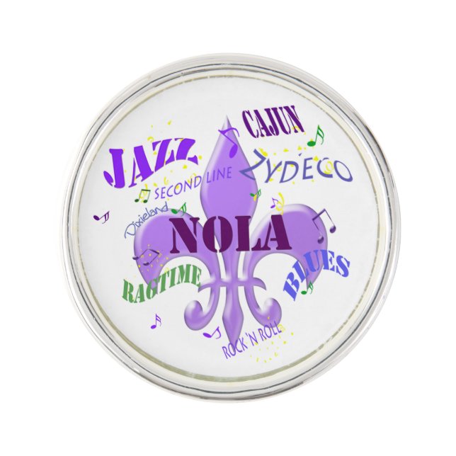 NOLA New Orleans Music Lapel Pin (Front)