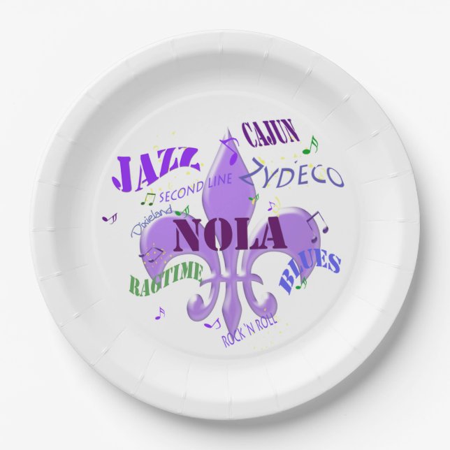 NOLA New Orleans Music Paper Plates (Front)